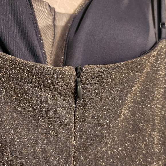 Ever Pretty Shiny Deep V Neck Short Dress Dusty Navy Size (10) - Picture 8 of 15